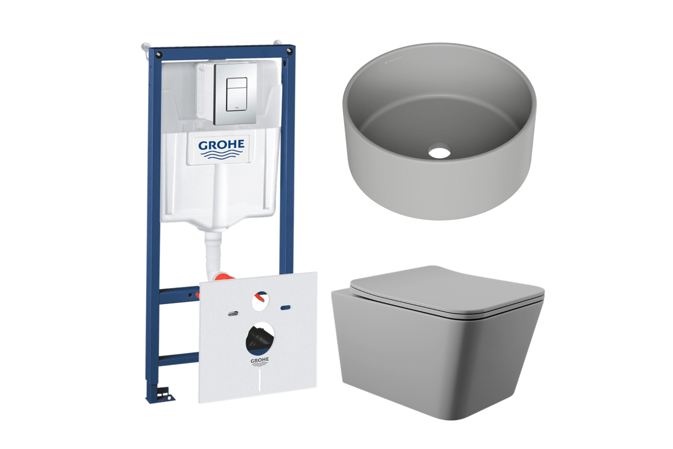 Комплект инсталляции GROHE Rapid SL 38775001 с унитазом Aqueduto MACIO MAC0130 и раковиной Aqueduto ESPIRAL D400 ESP0130 (NW0402)