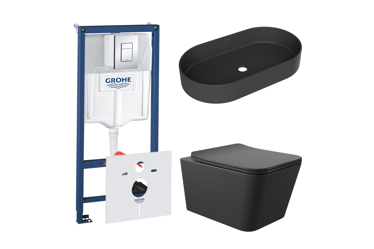 Комплект инсталляции GROHE Rapid SL 38775001 с унитазом Aqueduto MACIO MAC0140 и раковиной Aqueduto ESPIRAL ESP0240 (NW0466)