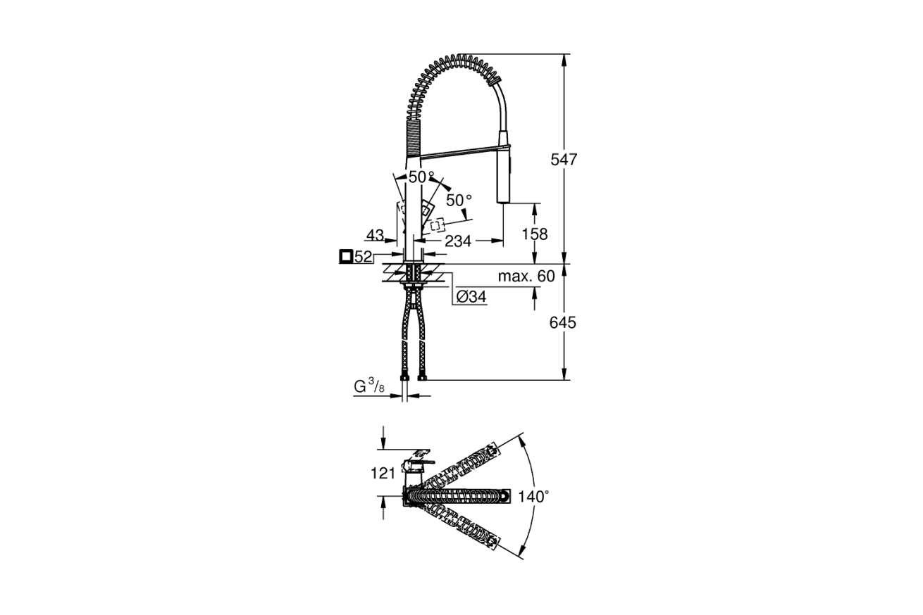Смеситель для кухни GROHE Eurocube, суперсталь (31395DC0)