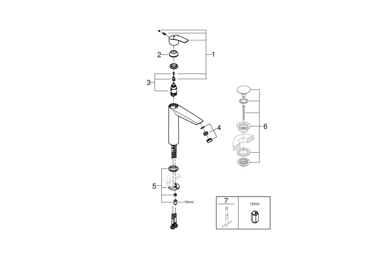 Смеситель для раковины GROHE Eurosmart, XL-size, хром (23971003)