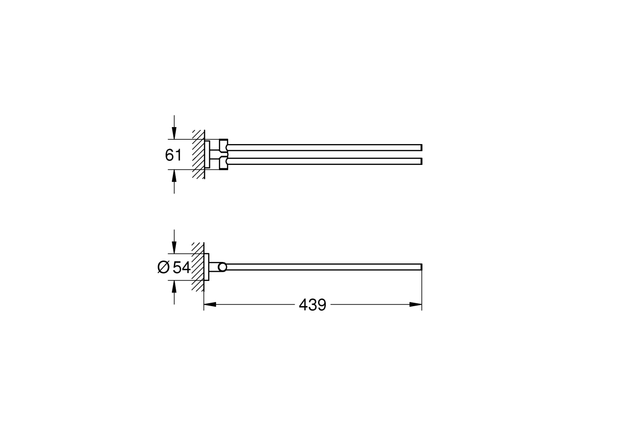 Двойной держатель для полотенца GROHE Essentials, холодный рассвет матовый (40371GN1)