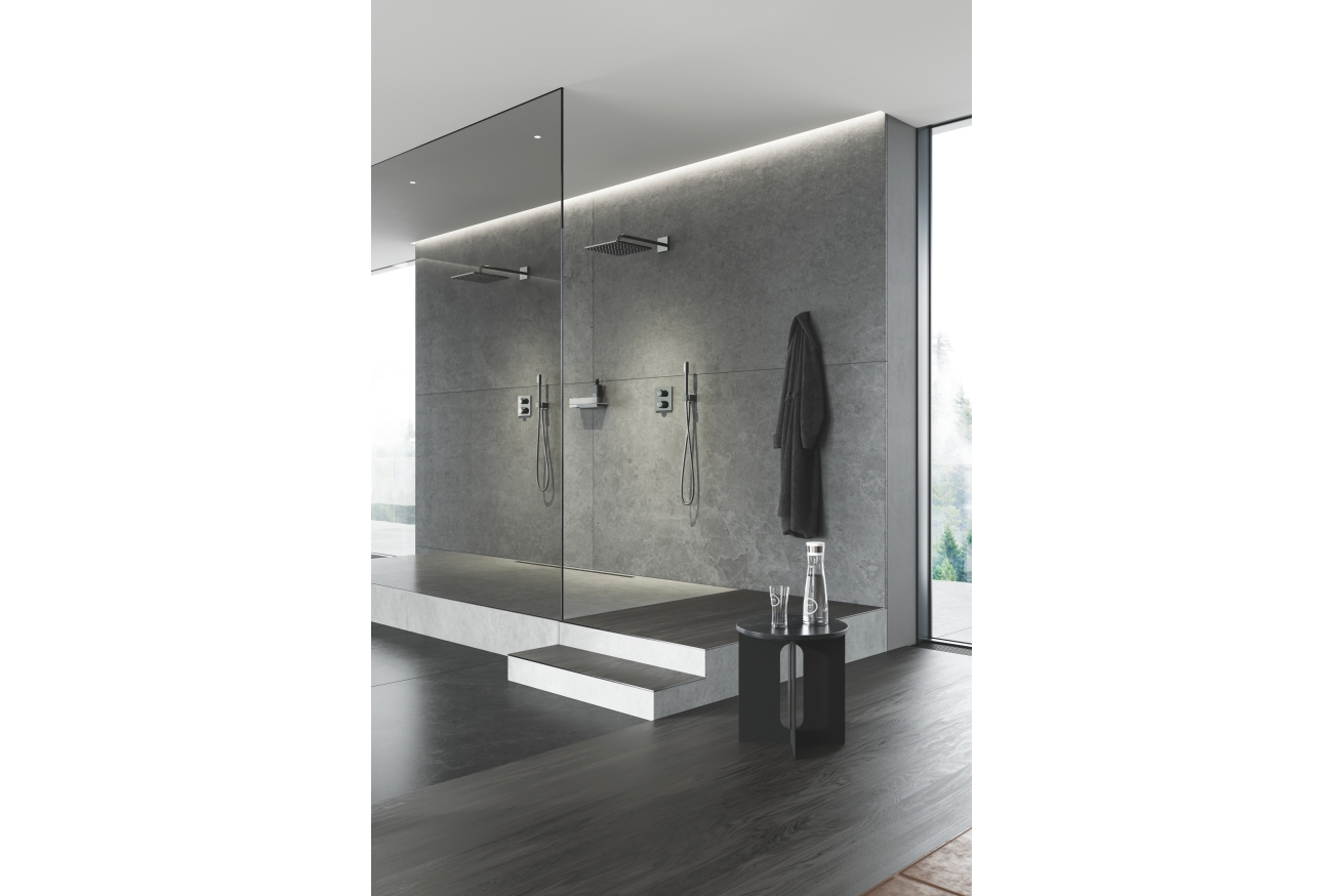 Внешняя часть термостата для душа GROHE Allure скрытого монтажа на 2 потребителя, квадратная, темный графит глянец (29181A02)