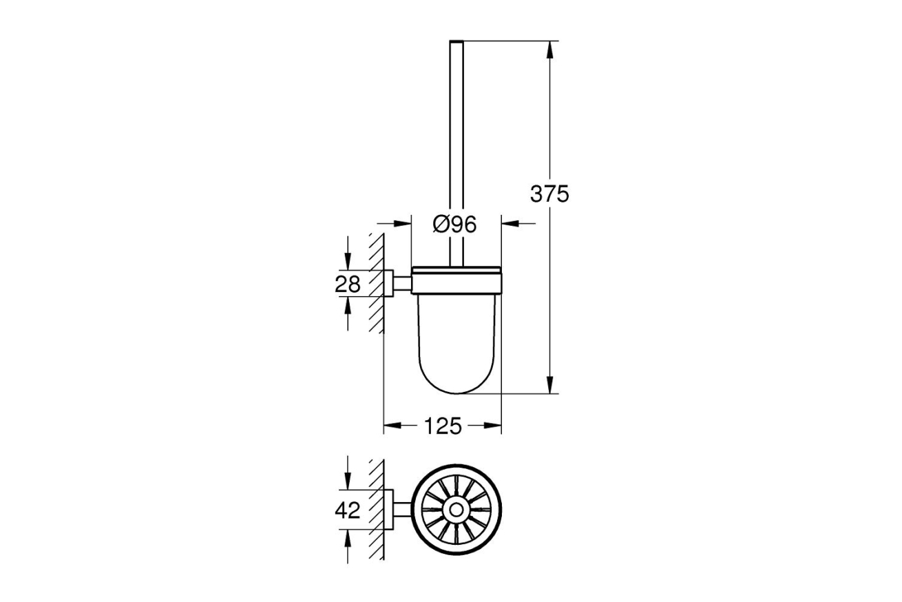 Туалетный "ершик" в комплекте, GROHE Essentials Cube, хром, (40513001)