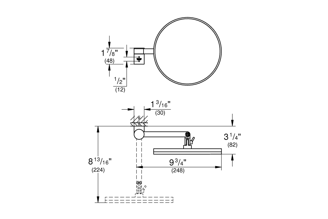 Косметическое зеркало GROHE Selection, темный графит глянец (41077A00)