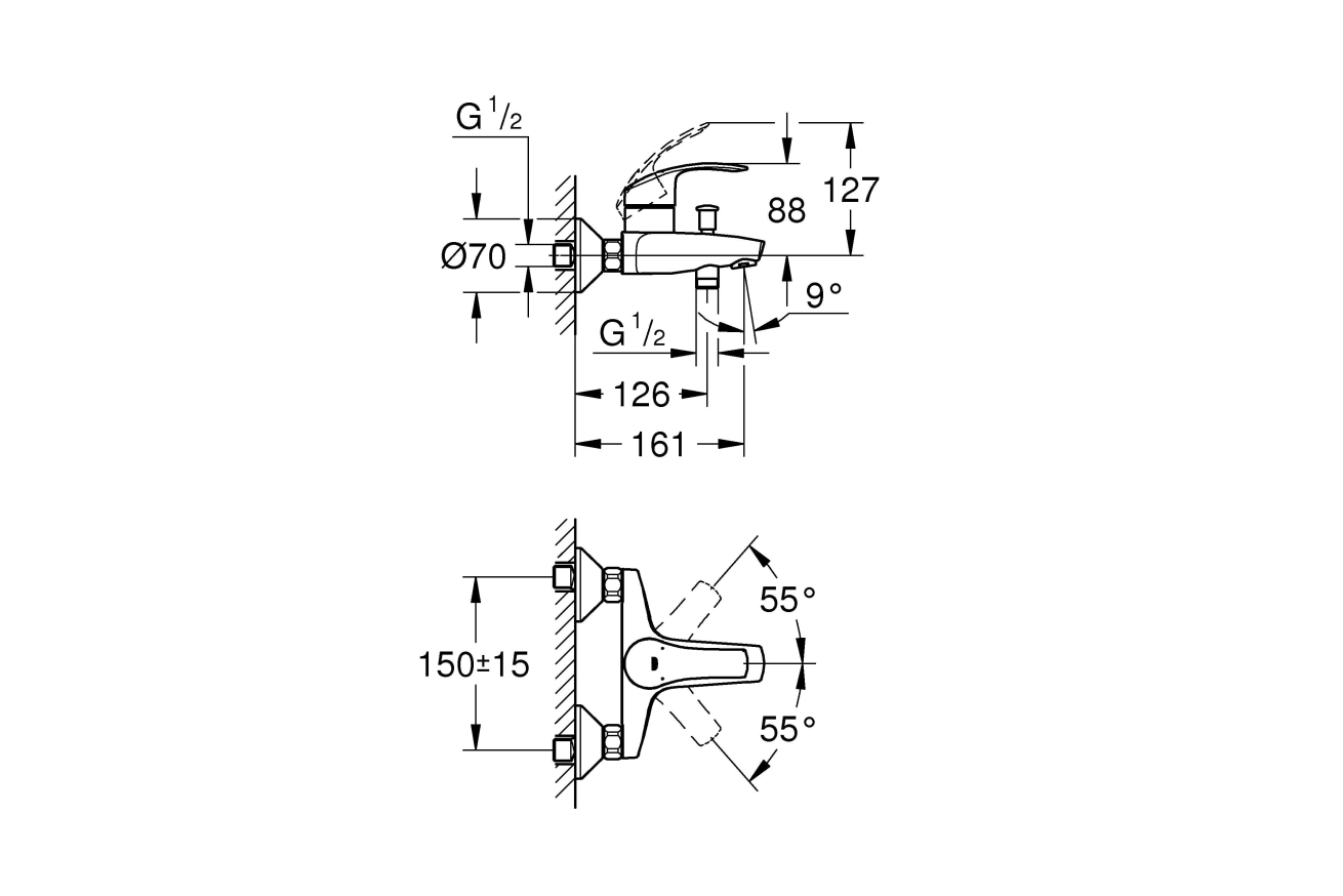 Готовый комплект для ванной комнаты GROHE Eurosmart, хром (NB0042)