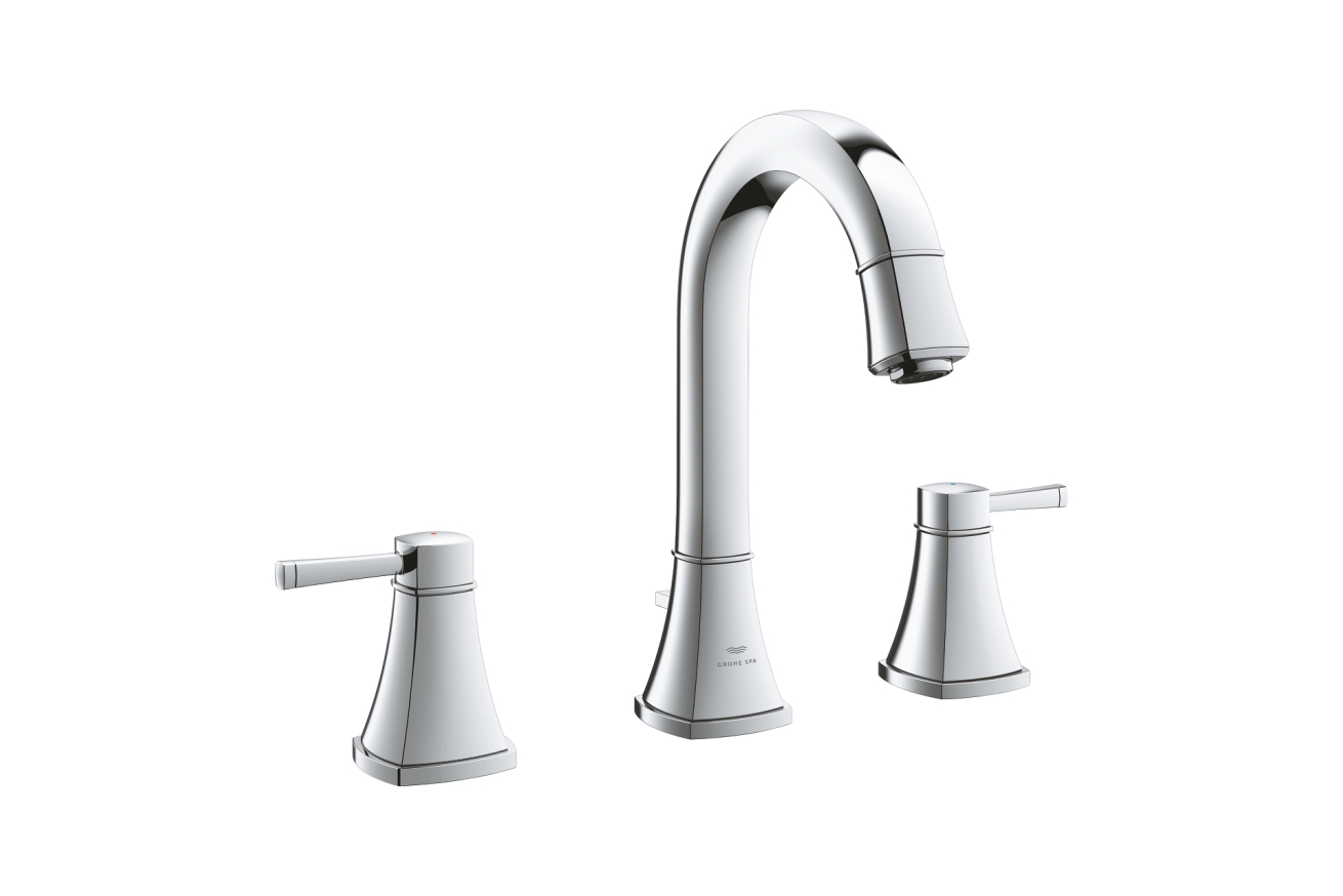 Смеситель для раковины GROHE Grandera двухвентильный на 3 отверстия, с донным клапаном, L-Size, хром (20619000)