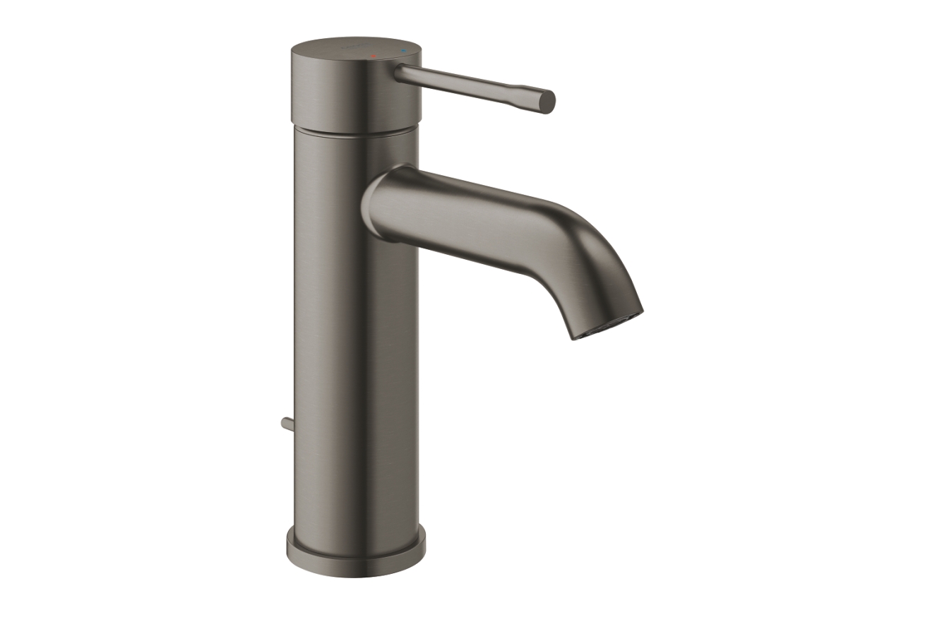 Смеситель для раковины GROHE Essence с донным клапаном, S-size, темный графит матовый (24171AL1)