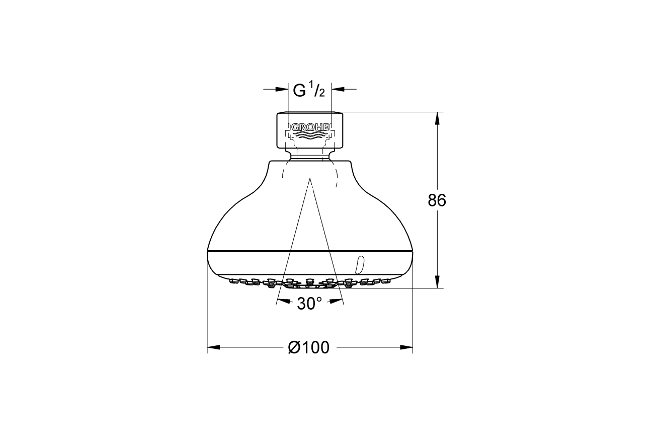 Верхний душ GROHE Tempesta 100, 9,5 л/мин, 4 режима, хром (27606001)