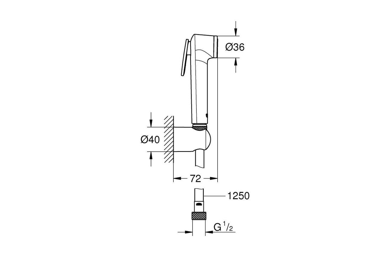 Набор для гигиенического душа GROHE Tempesta-F Trigger Spray 30, 1250 мм, матовый черный (1025302431)