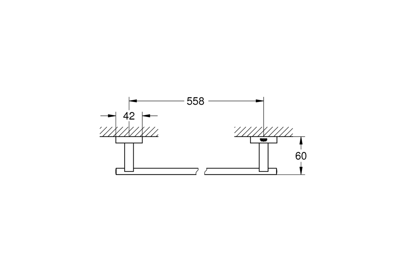 Держатель для полотенца GROHE Essentials Cube 600 мм, суперсталь (40509DC1)