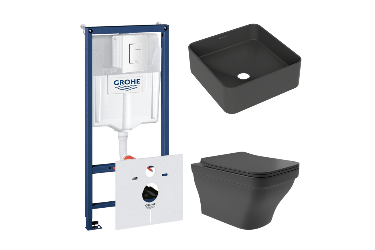Комплект инсталляции GROHE Rapid SL 38772SH0 с унитазом Aqueduto ESTETA EST0140 и раковиной Aqueduto ESPIRAL ESP0340 (NW0372)