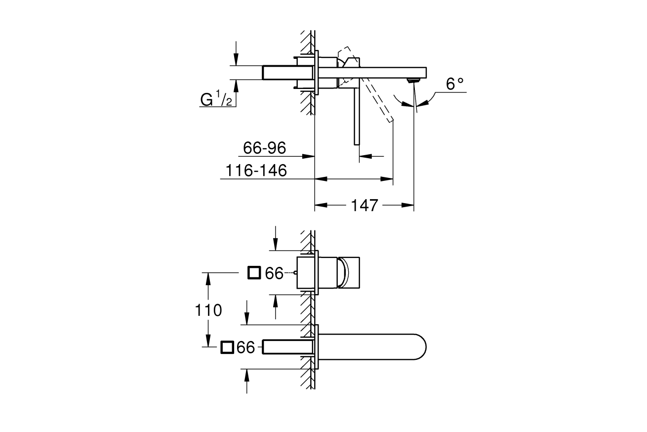 Внешняя часть смесителя для раковины GROHE Plus, M-Size, хром (29303003)