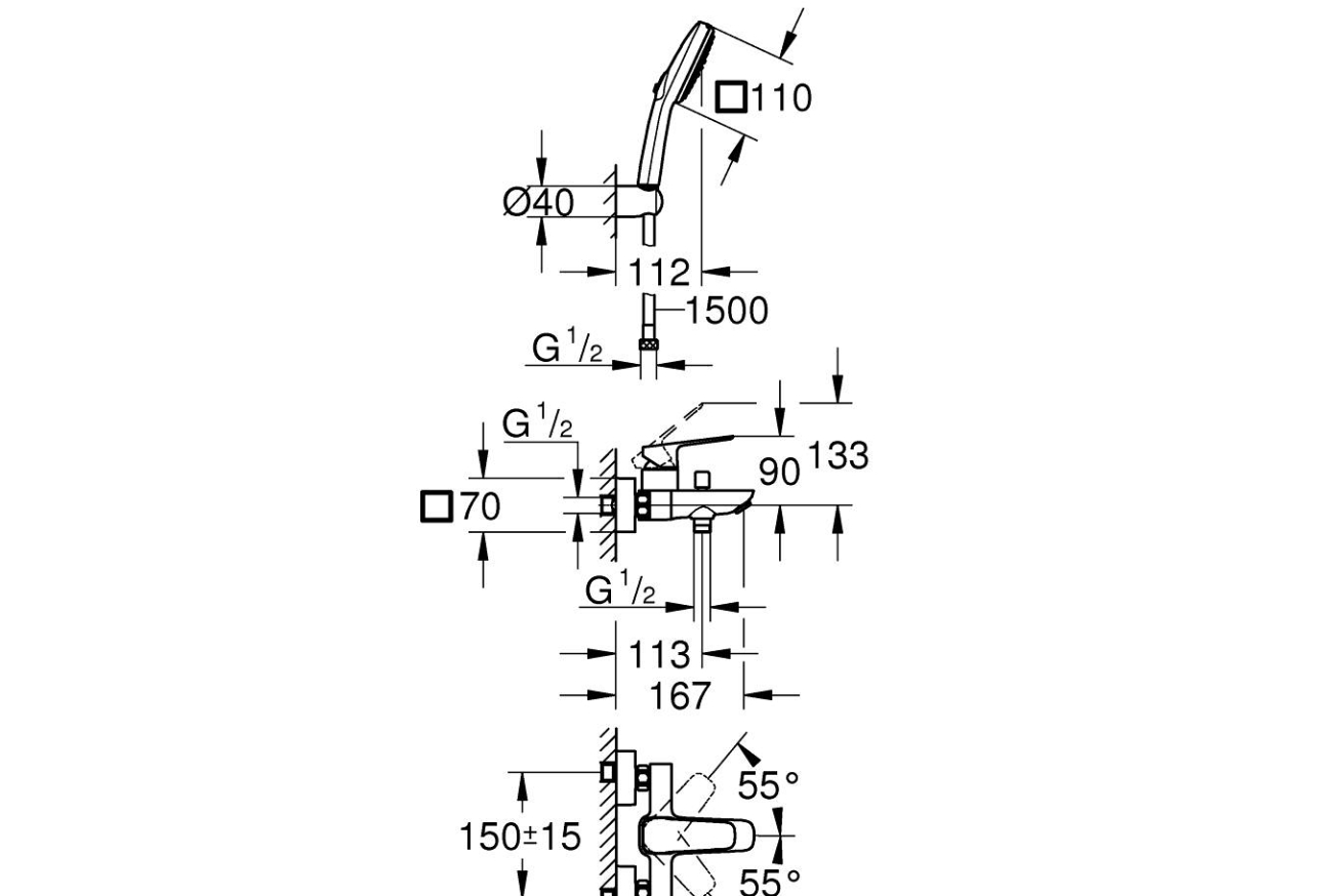 Душевой набор GROHE Cubeo, , хром (1018140000)