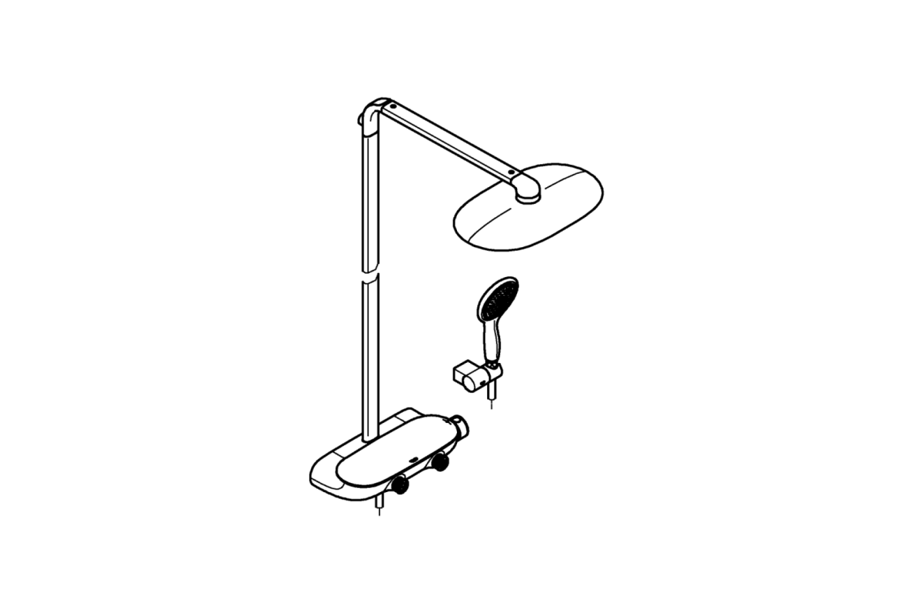 Душевая система GROHE Rainshower System SmartControl 360 MONO с термостатом для душа, белая луна (26361LS0)