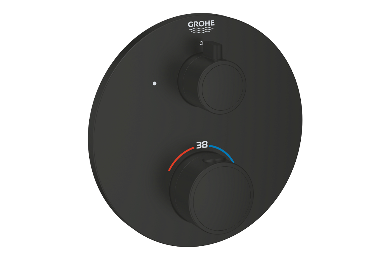 Внешняя часть термостата для душа GROHE Grohtherm с переключателем на 1 положение, матовый чёрный (1022122430)