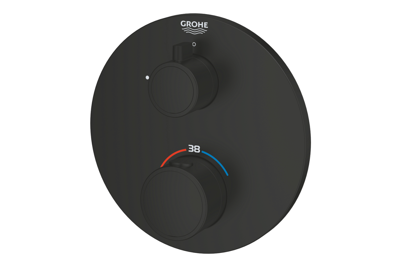 Внешняя часть термостата для душа GROHE Grohtherm с переключателем на 1 положение, матовый чёрный (1022122430)