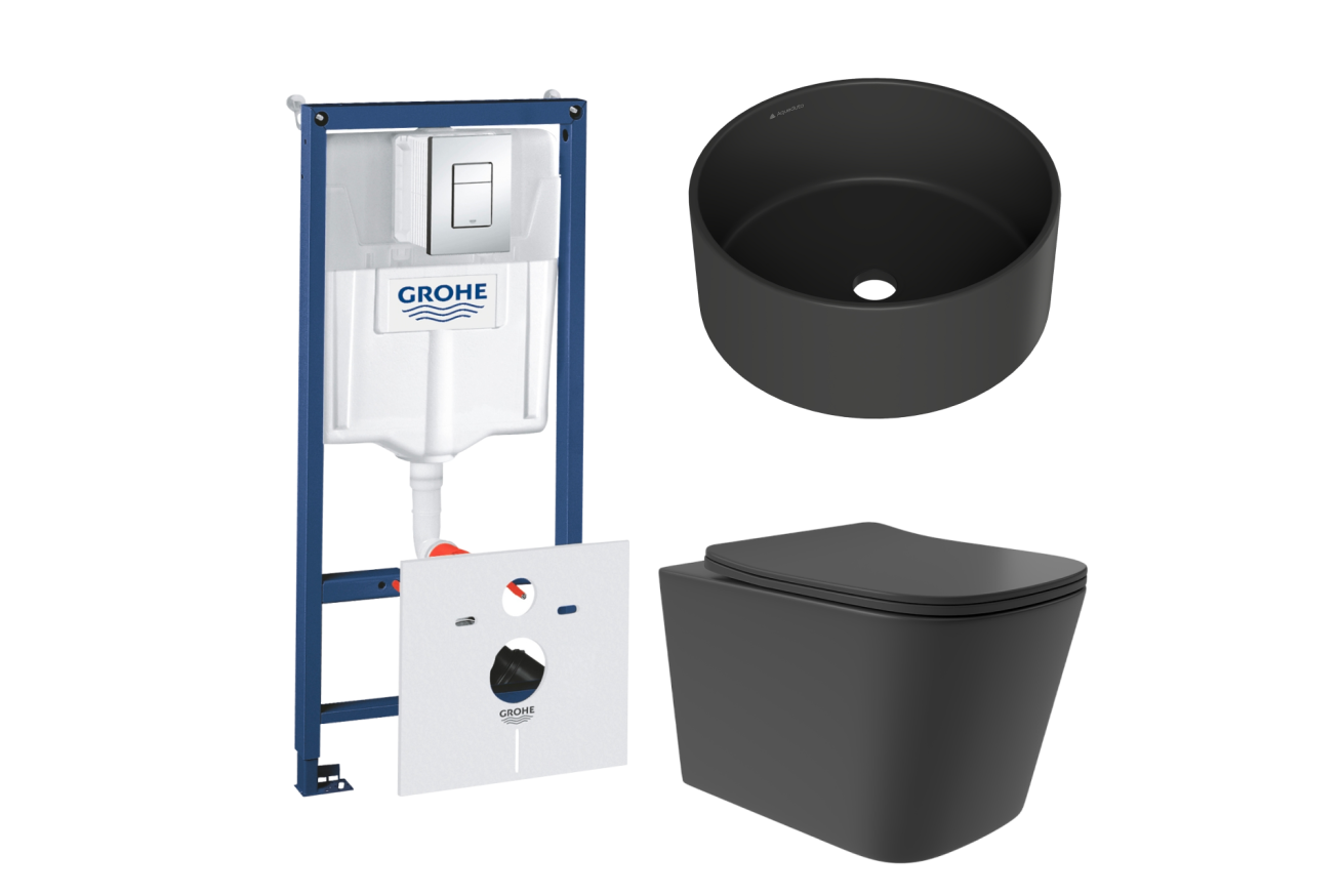 Комплект инсталляции GROHE Rapid SL 38775001 с унитазом Aqueduto MACIO Plus MACТ0240 и раковиной Aqueduto ESPIRAL D400 ESP0140 (NW0434)