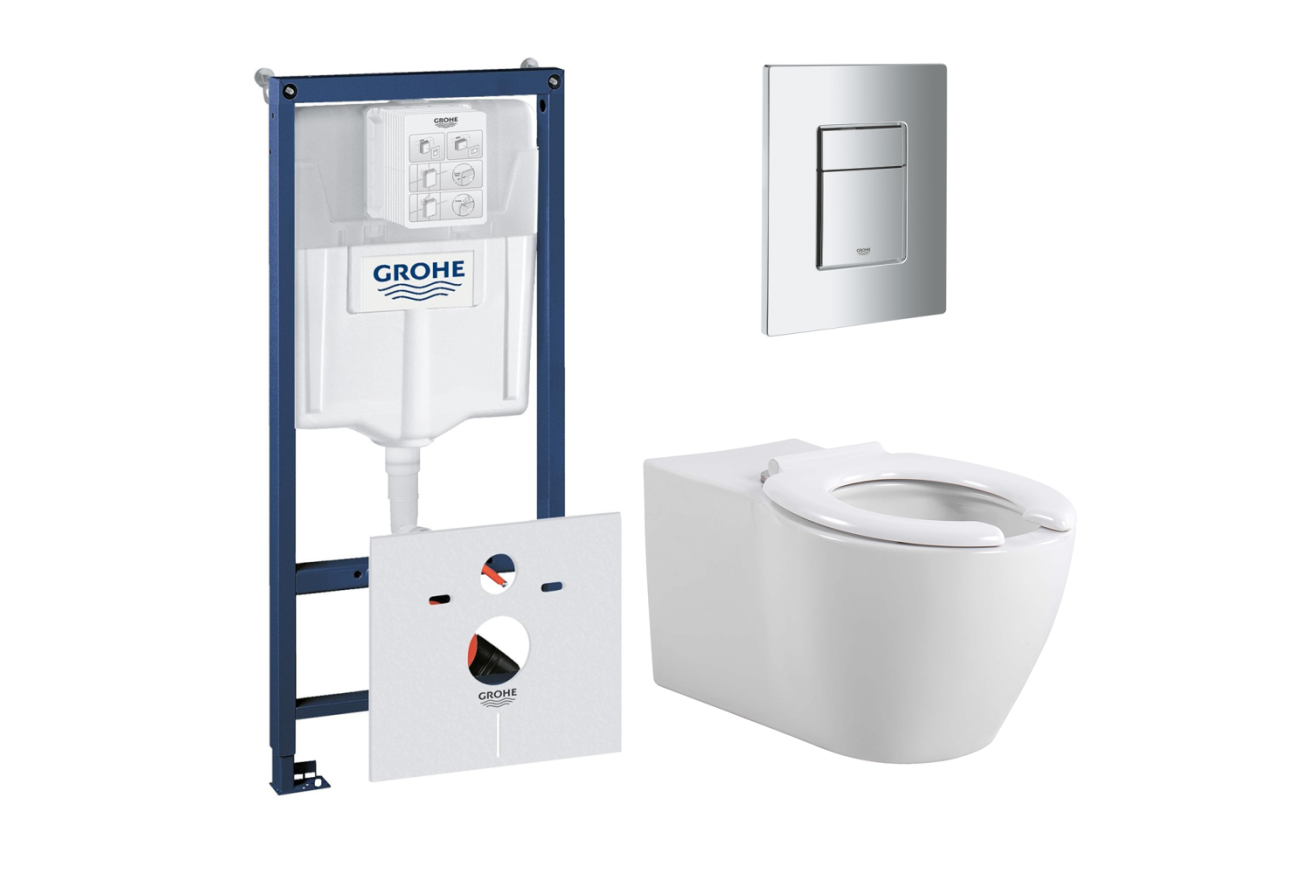 Комплект инсталляции GROHE 38775001 с унитазом AQUATEK для людей с ограниченными возможностями (NW0522)