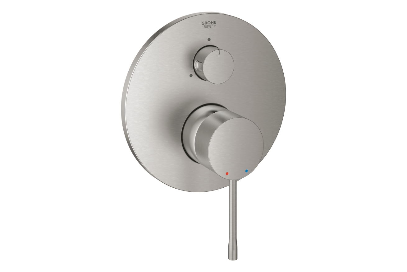 Внешняя часть смесителя для ванны GROHE Essence с переключателем на 3 положения, суперсталь (24092DC1)
