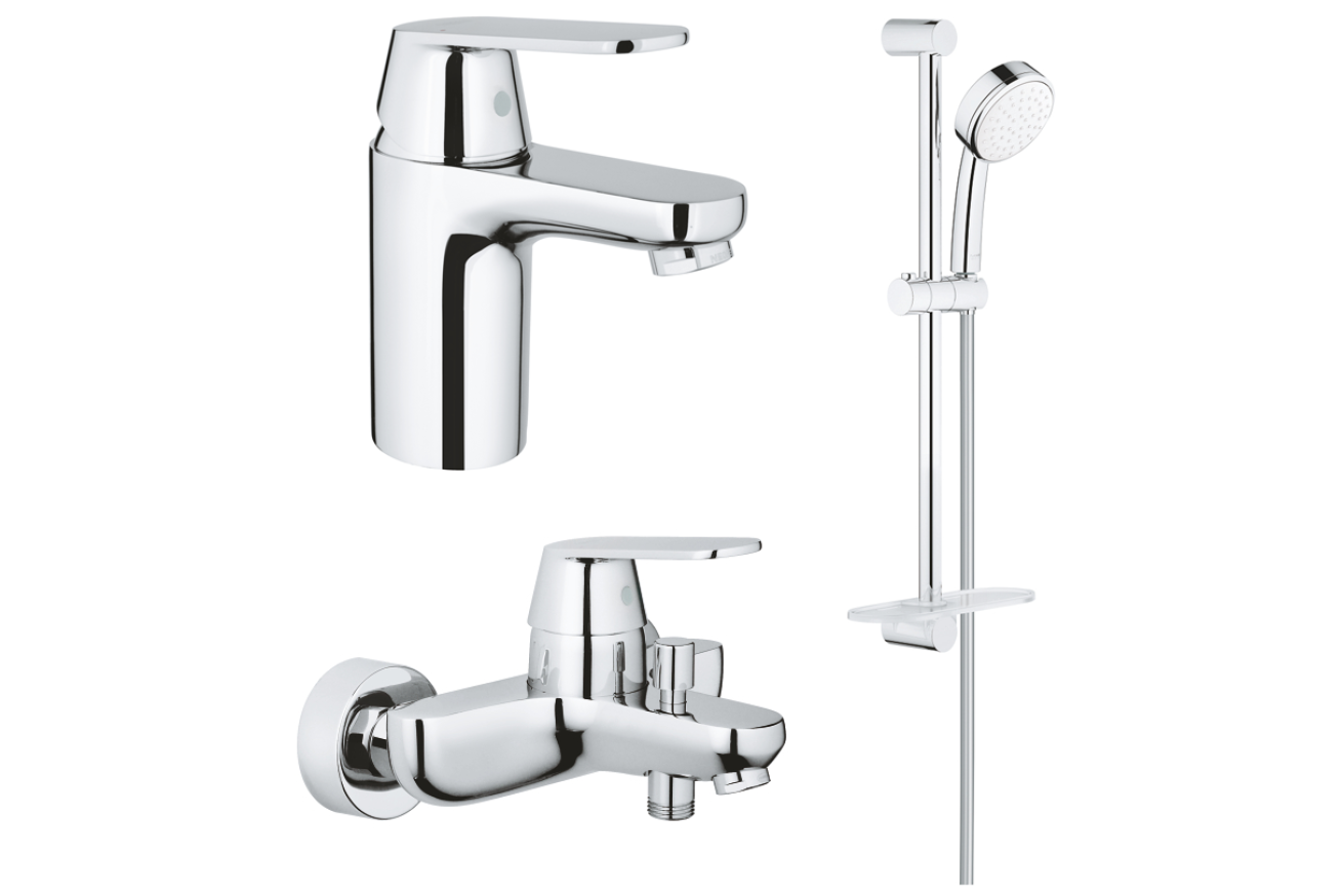 Комплект смесителей GROHE Eurosmart Cosmopolitan с душевым гарнитуром Tempesta Cosmopolitan 100, хром (NB0080)