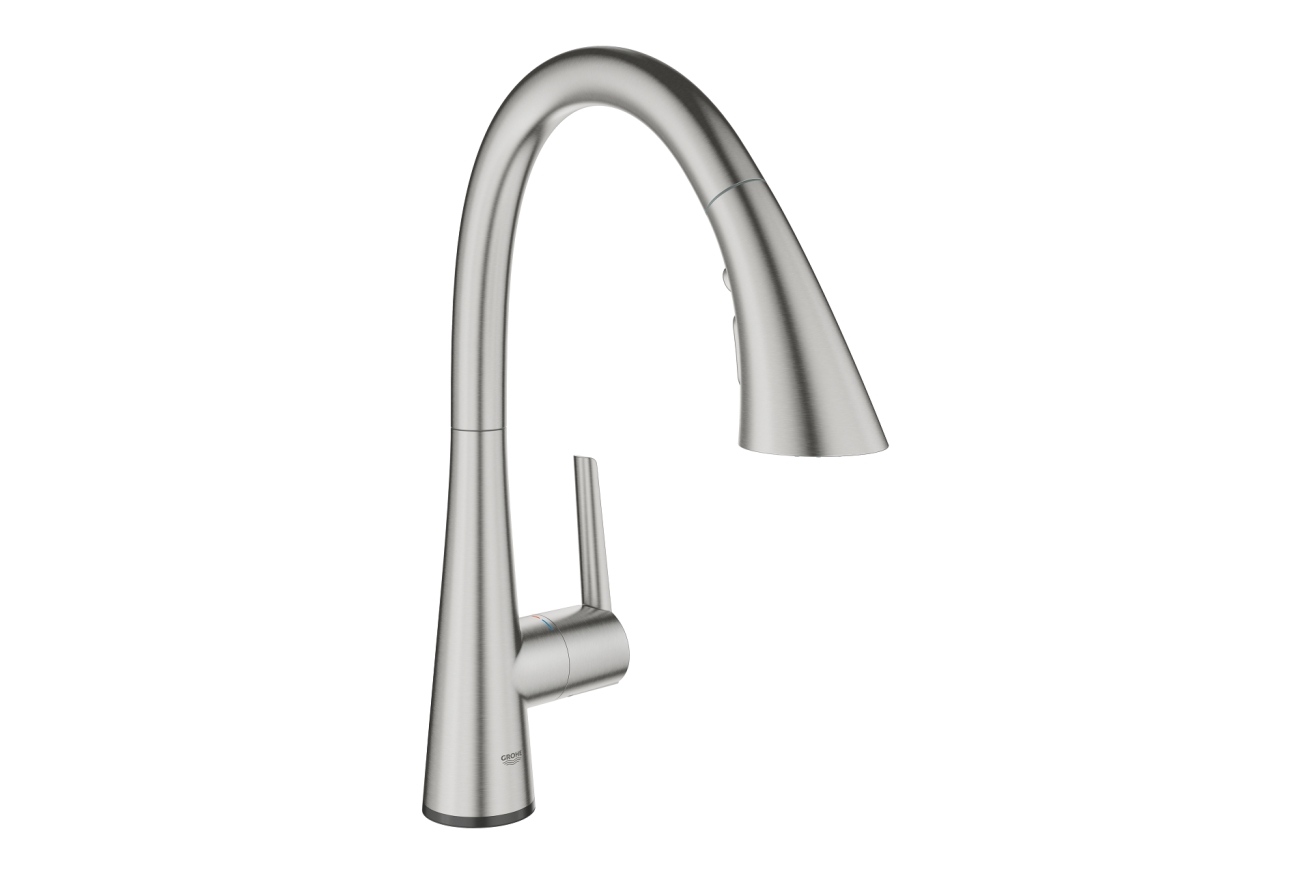 Смеситель для кухни GROHE Zedra Touch сенсорный с вытяжным душем 3jet, суперсталь (30219DC2)
