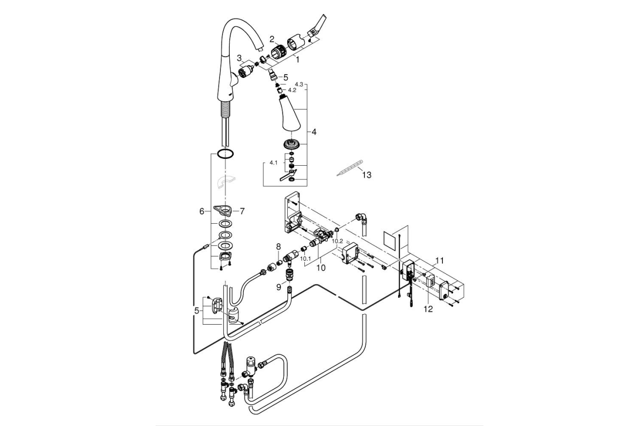 Смеситель для кухни GROHE Zedra Touch сенсорный с вытяжным душем 3jet, суперсталь (30219DC2)
