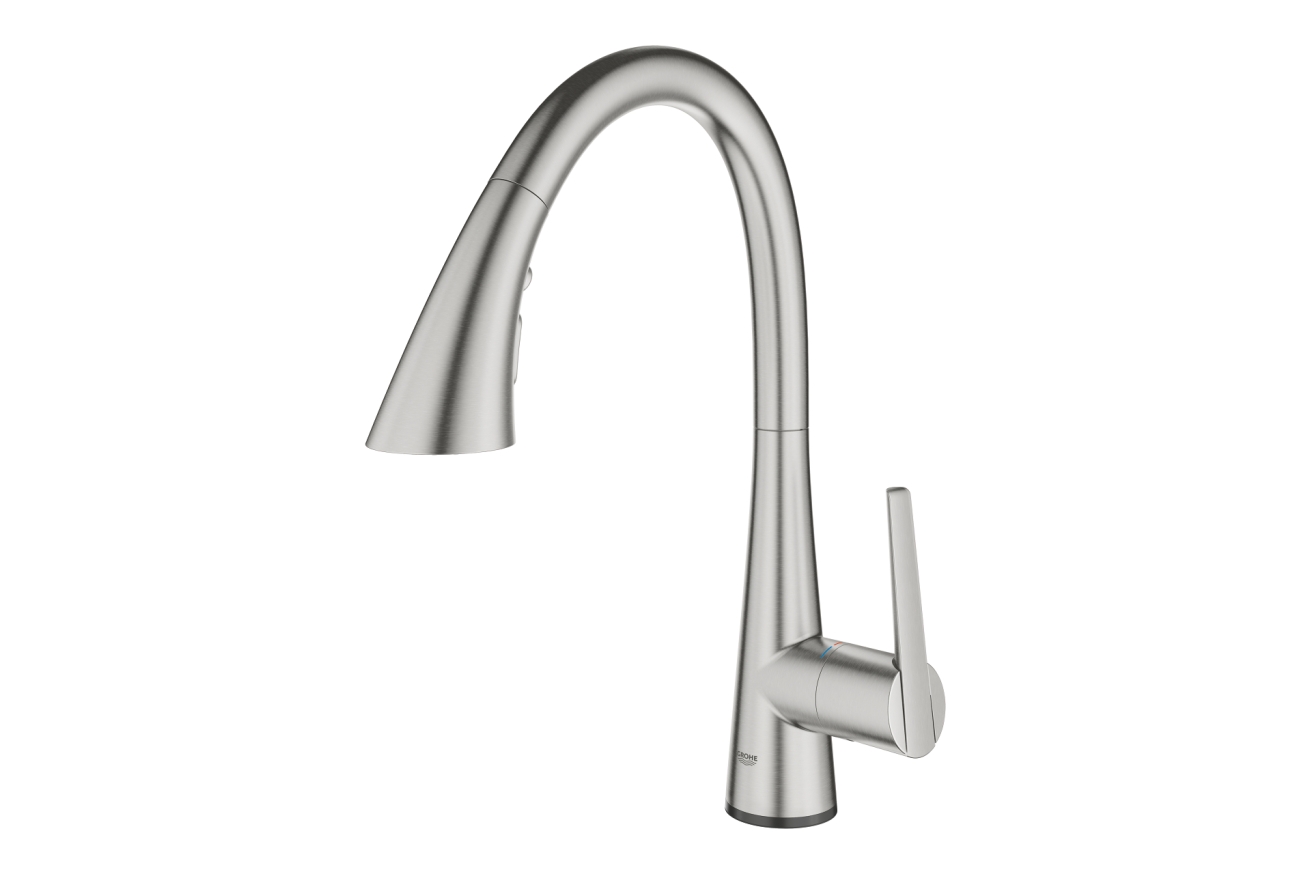 Смеситель для кухни GROHE Zedra Touch сенсорный с вытяжным душем 3jet, суперсталь (30219DC2)