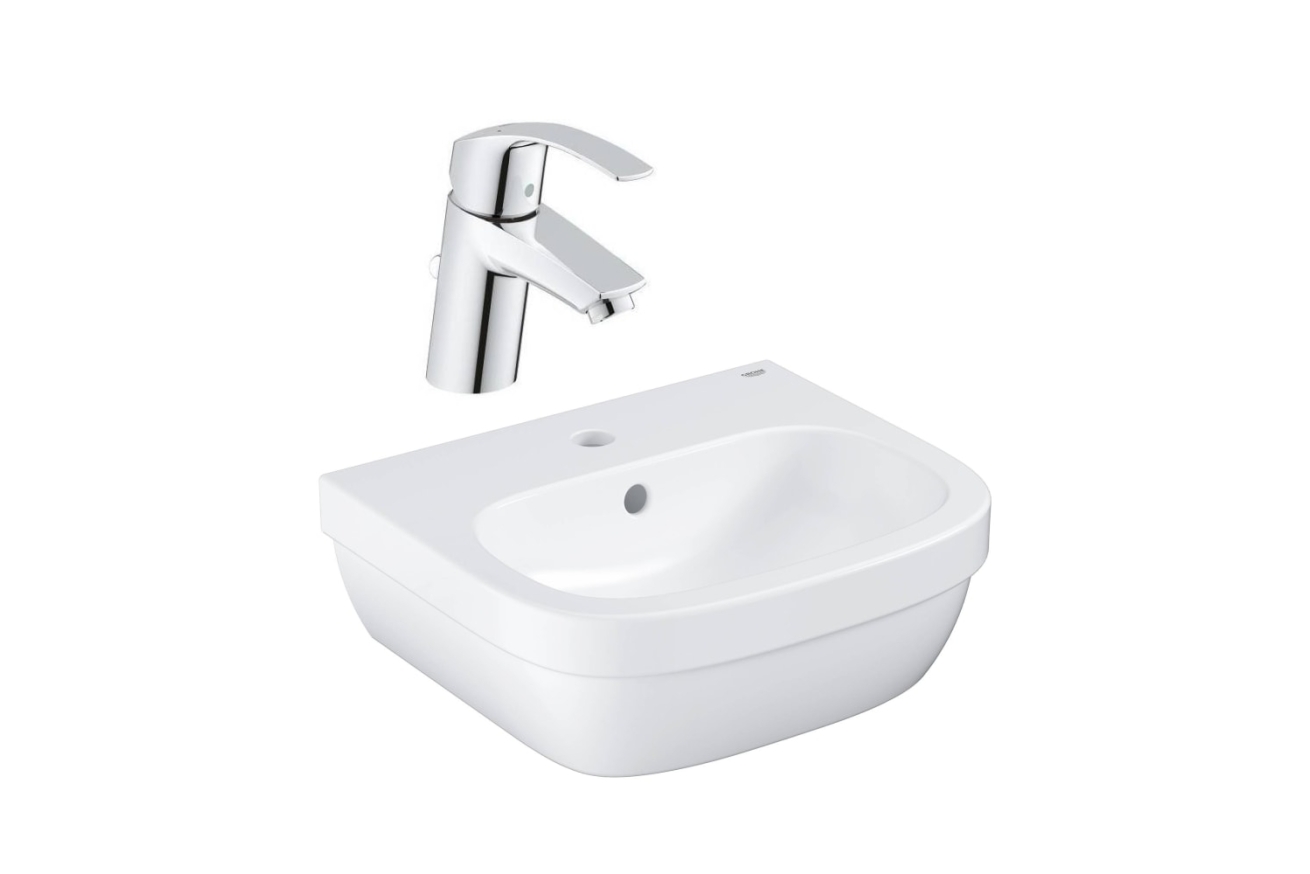 Набор для ванной комнаты: Смеситель для раковины GROHE Eurosmart New и мини-раковина GROHE Euro Ceramic 45 см (NC0008)