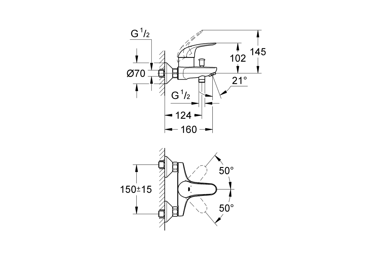 Смеситель для ванны GROHE Tempesta с душевым гарнитуром, хром (NB0060)