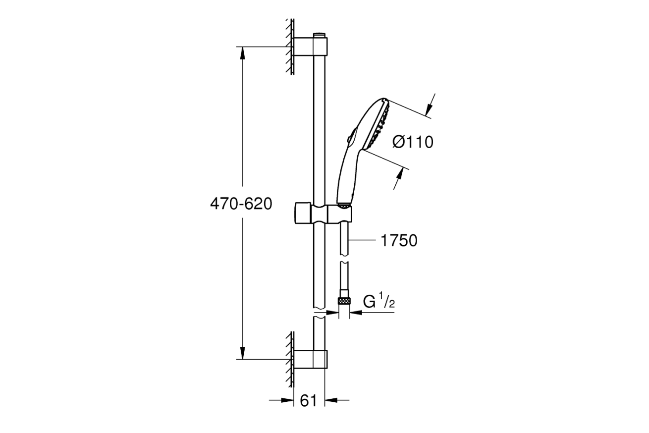 Смеситель для ванны GROHE Tempesta с душевым гарнитуром, хром (NB0060)