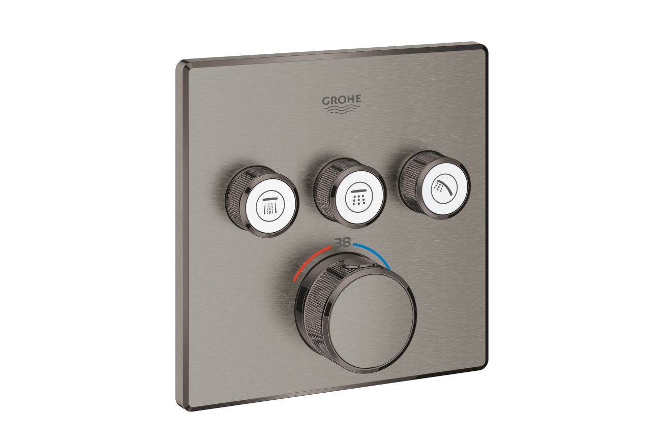 Внешняя часть термостата для ванны и душа GROHE Grohtherm SmartControl на 3 потребителя, темный графит матовый (29126AL0)