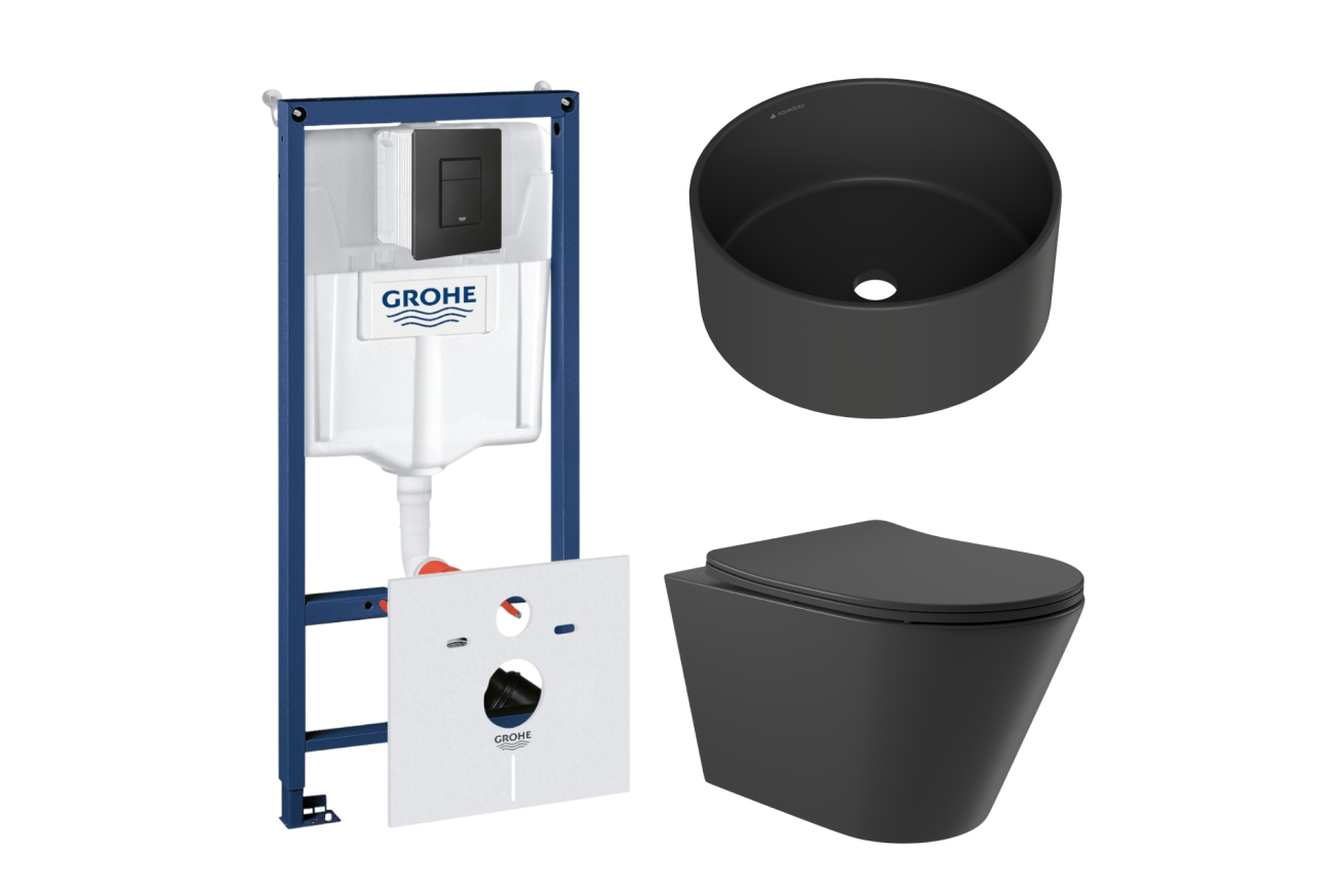 Комплект инсталляции GROHE Solido 38811KF0 с унитазом Aqueduto CONE CON0140 и раковиной Aqueduto ESPIRAL D400 ESP0140 (NW0431)