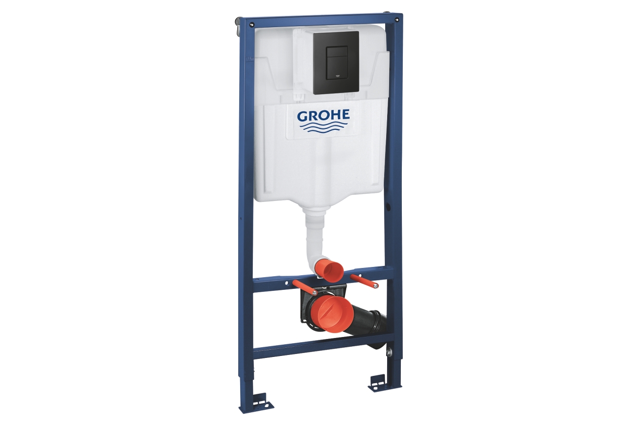 Система инсталляции для унитаза GROHE Solido 5 в 1 с панелью смыва Even, фантомный черный (1000046)