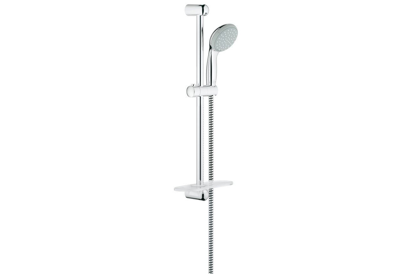 Душевой гарнитур GROHE Tempesta 100 с мыльницей, 2 режима струи, душевая штанга 600 мм, 5,7 л/мин, хром/серый (27926000)