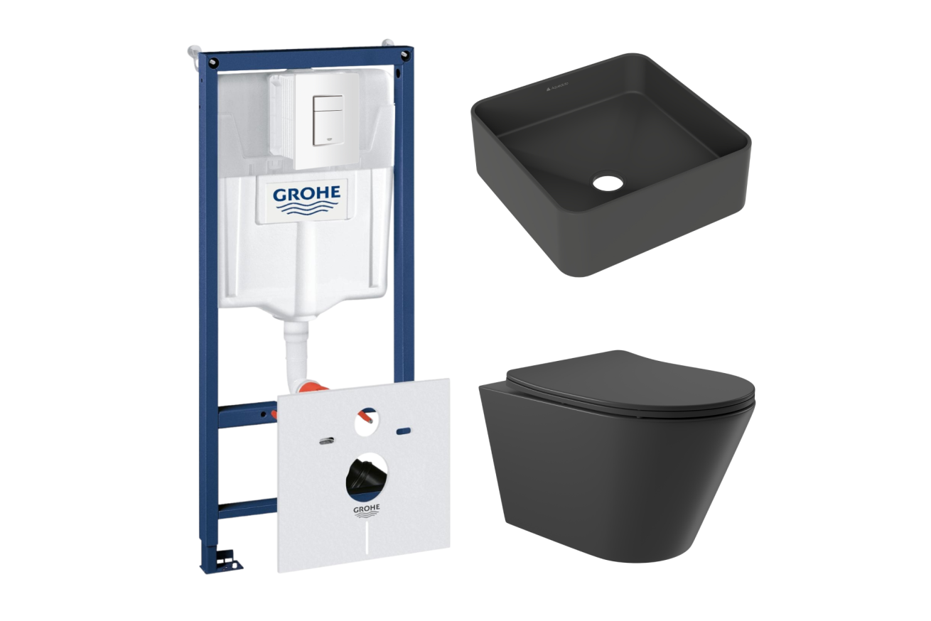 Комплект инсталляции GROHE Rapid SL 38772SH0 с унитазом Aqueduto CONE CON0140 и раковиной Aqueduto ESPIRAL ESP0340 (NW0392)