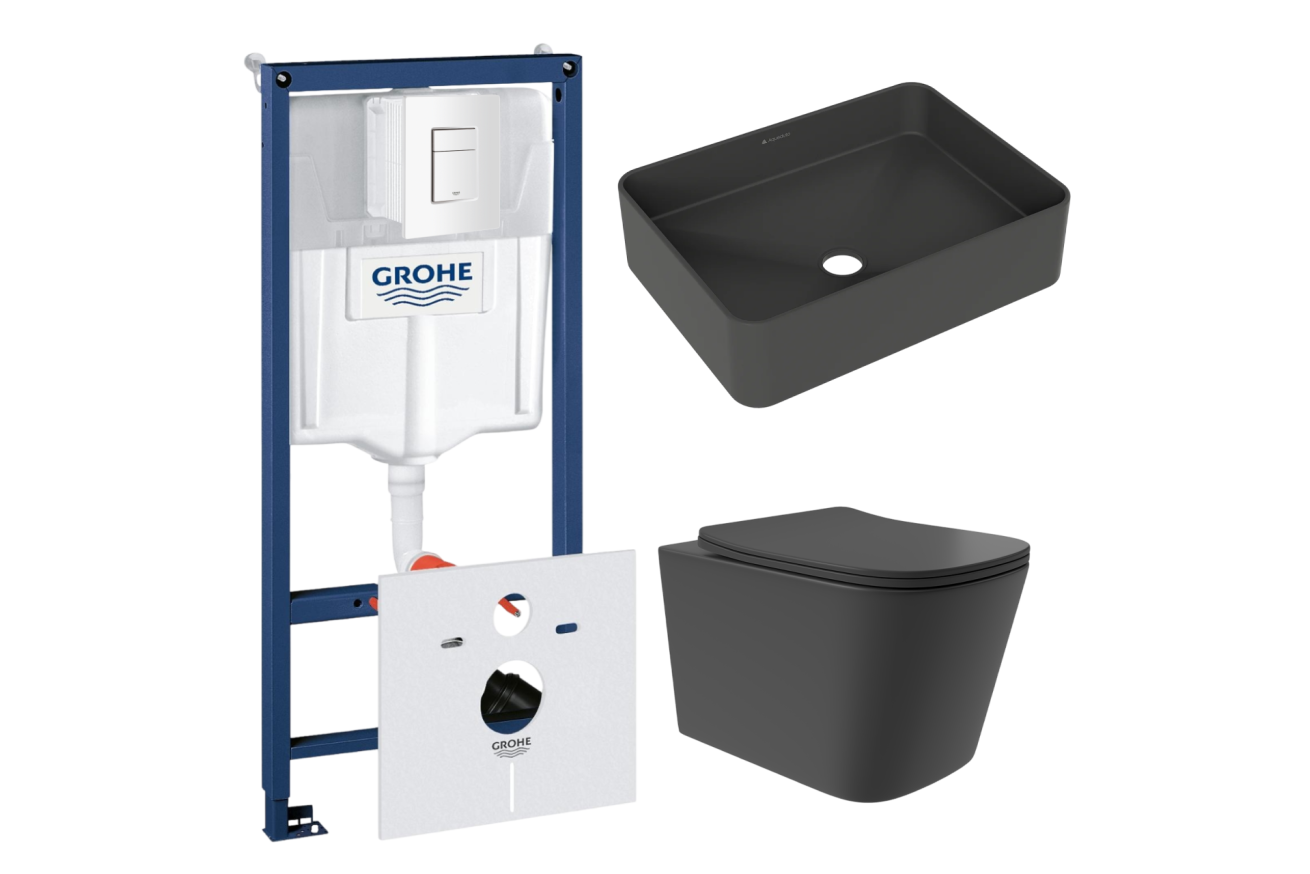 Комплект инсталляции GROHE Rapid SL 38772SH0 с унитазом Aqueduto MACIO Plus MACТ0240 и раковиной Aqueduto ESPIRAL ESP0440 (NW0516)
