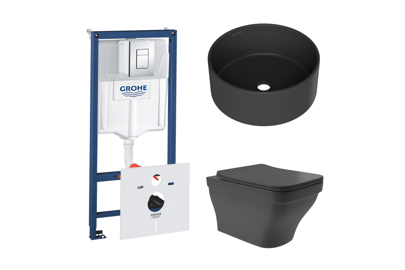 Комплект инсталляции GROHE Rapid SL 38775001 с унитазом Aqueduto ESTETA EST0140 и раковиной Aqueduto ESPIRAL D400 ESP0140 (NW0410)