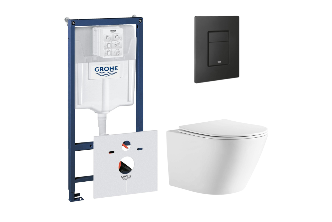 Комплект инсталляции GROHE 38811KF0 с унитазом Aquatek ЛИБЕРТИ и сиденьем с микролифтом (NW0526)