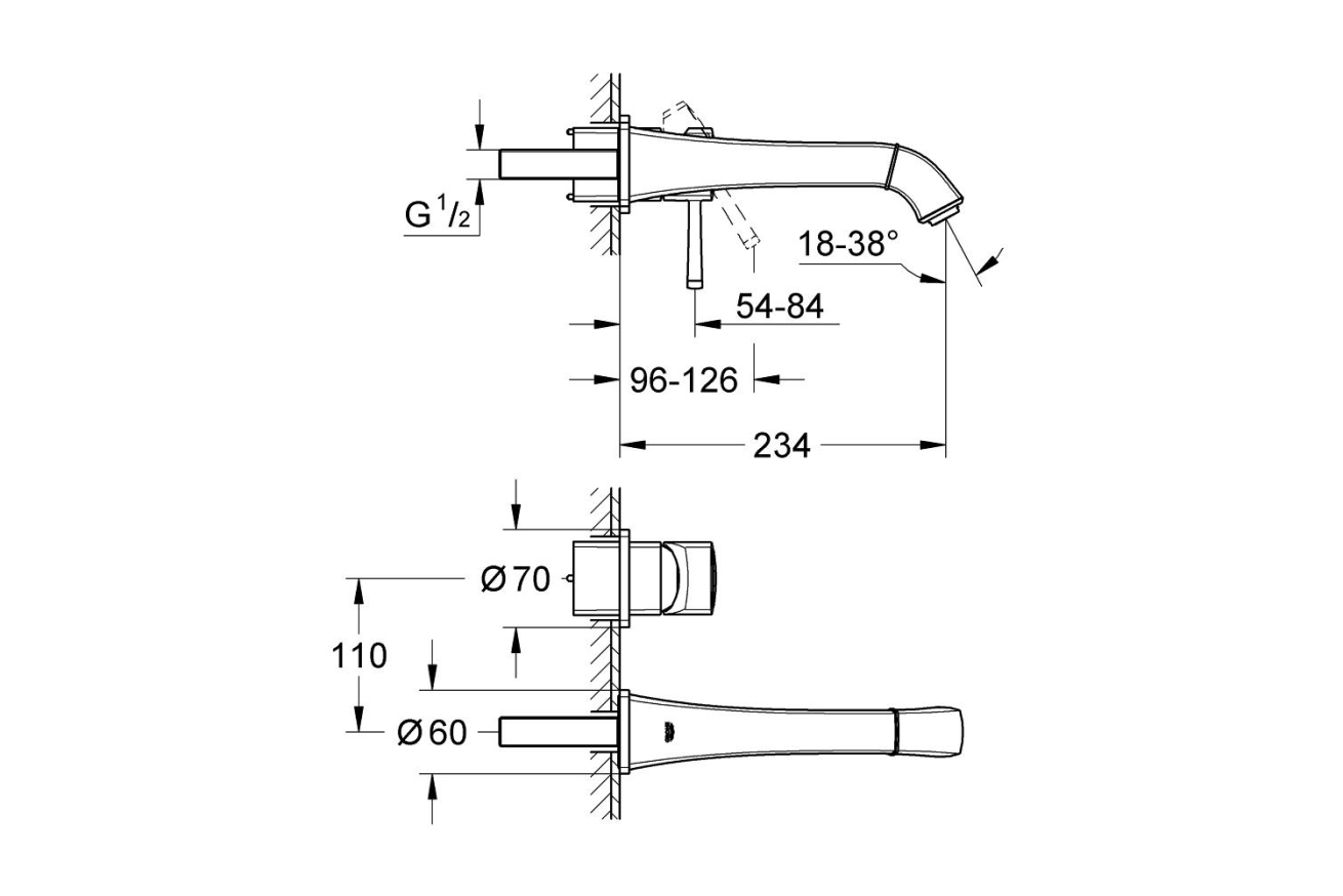 Внешняя часть смесителя для раковины GROHE Grandera на 2 отверстия, хром (19930000)