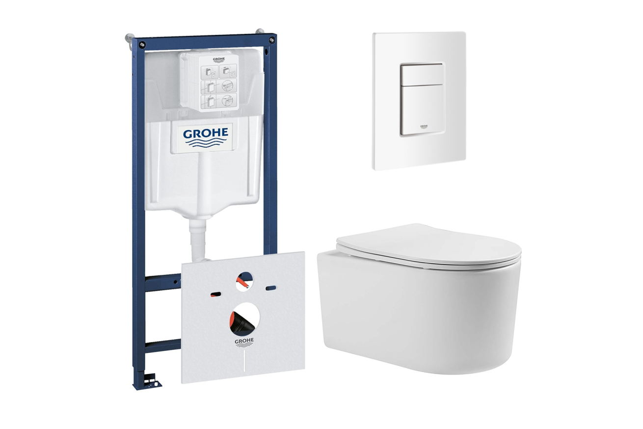 Комплект инсталляции GROHE 38772SH0 с унитазом Aquatek МИЯ и сиденьем с микролифтом (NW0160)