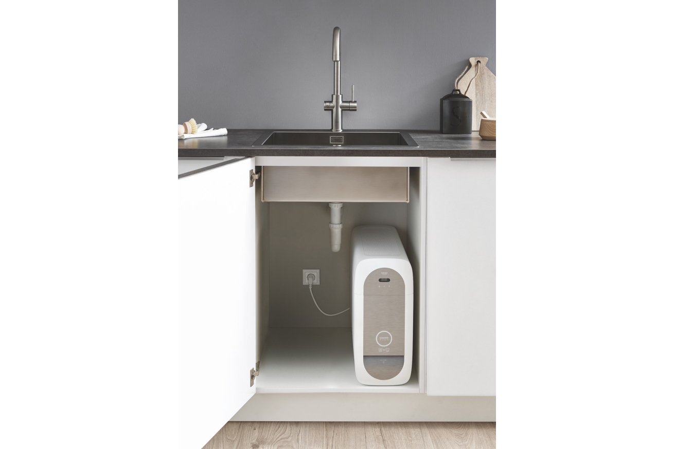Смеситель для кухонной мойки GROHE Blue Home с системой фильтрации, охлаждения и газирования воды, суперсталь (31455DC0)