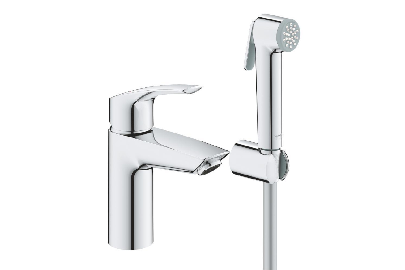 Смеситель для раковины GROHE Eurosmart с гигиеническим душем, S-size, хром (23124003)