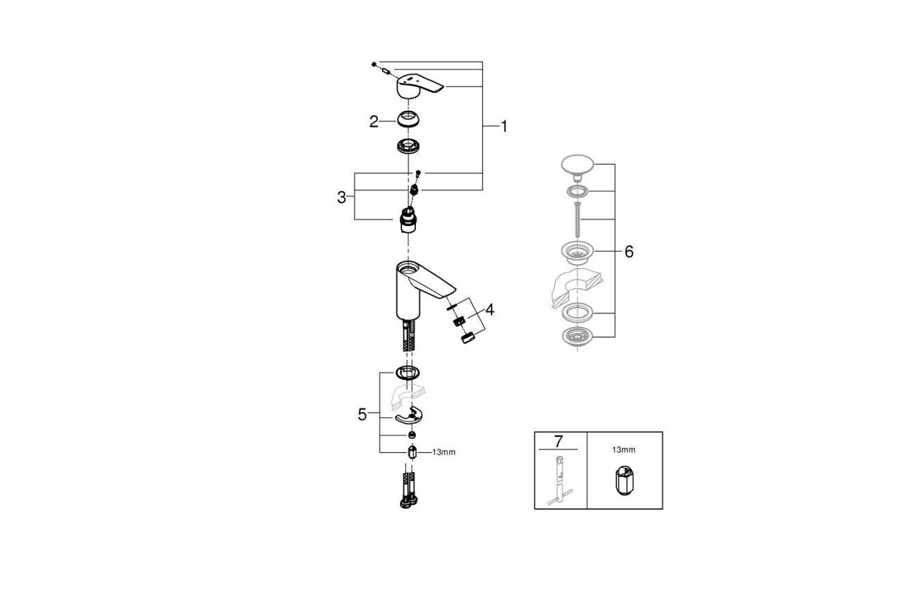 Смеситель для раковины GROHE Eurosmart, S-size, хром (23974003)