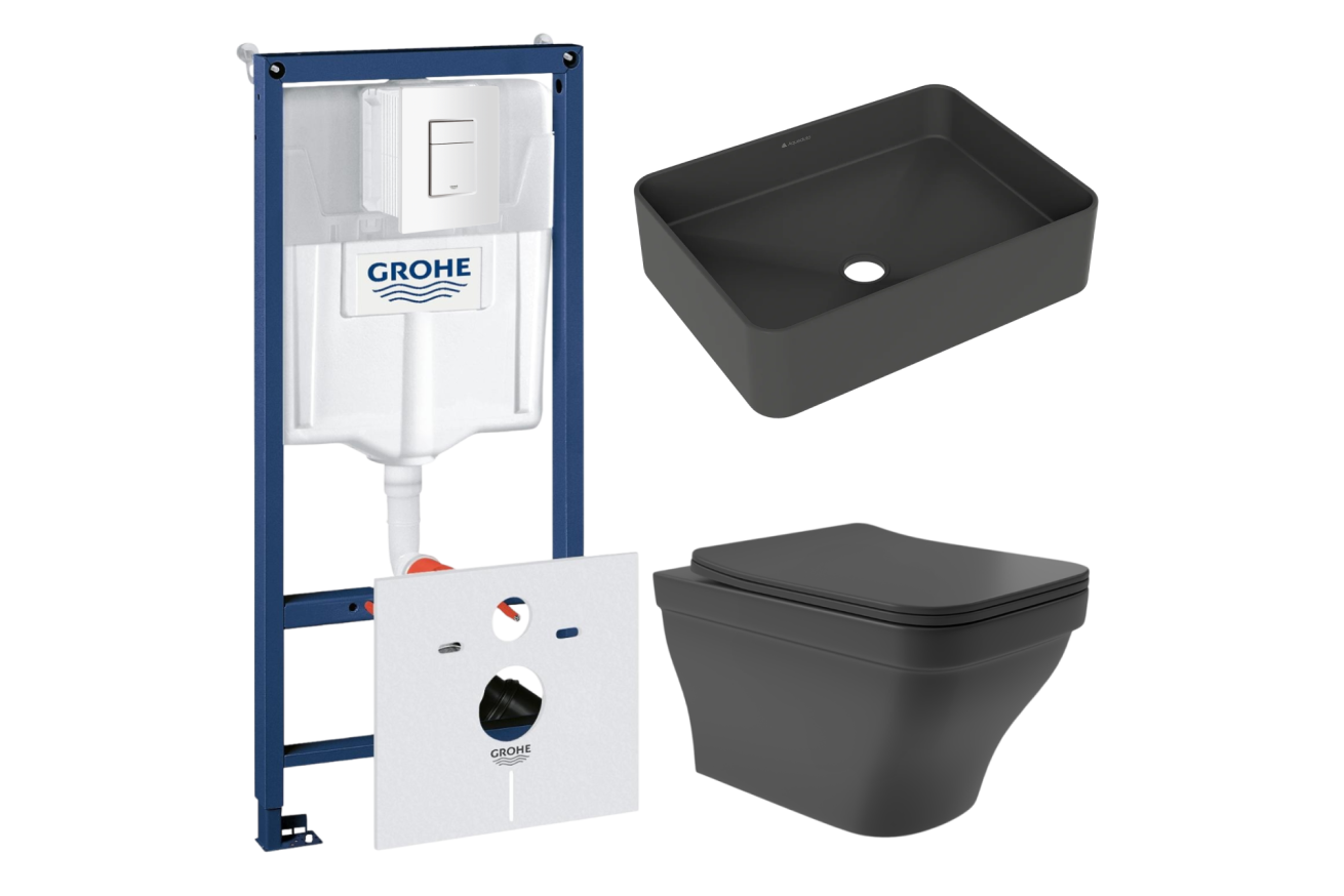 Комплект инсталляции GROHE Rapid SL 38772SH0 с унитазом Aqueduto ESTETA EST0140 и раковиной Aqueduto ESPIRAL ESP0440 (NW0492)