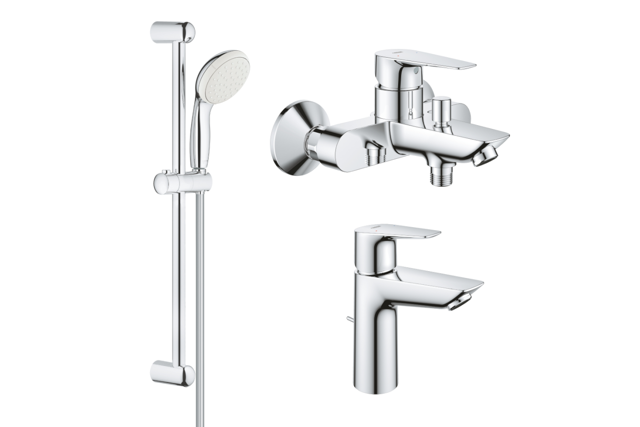 Комплект смесителей GROHE BauEdge с душевым гарнитуром, хром (NB0063/S)