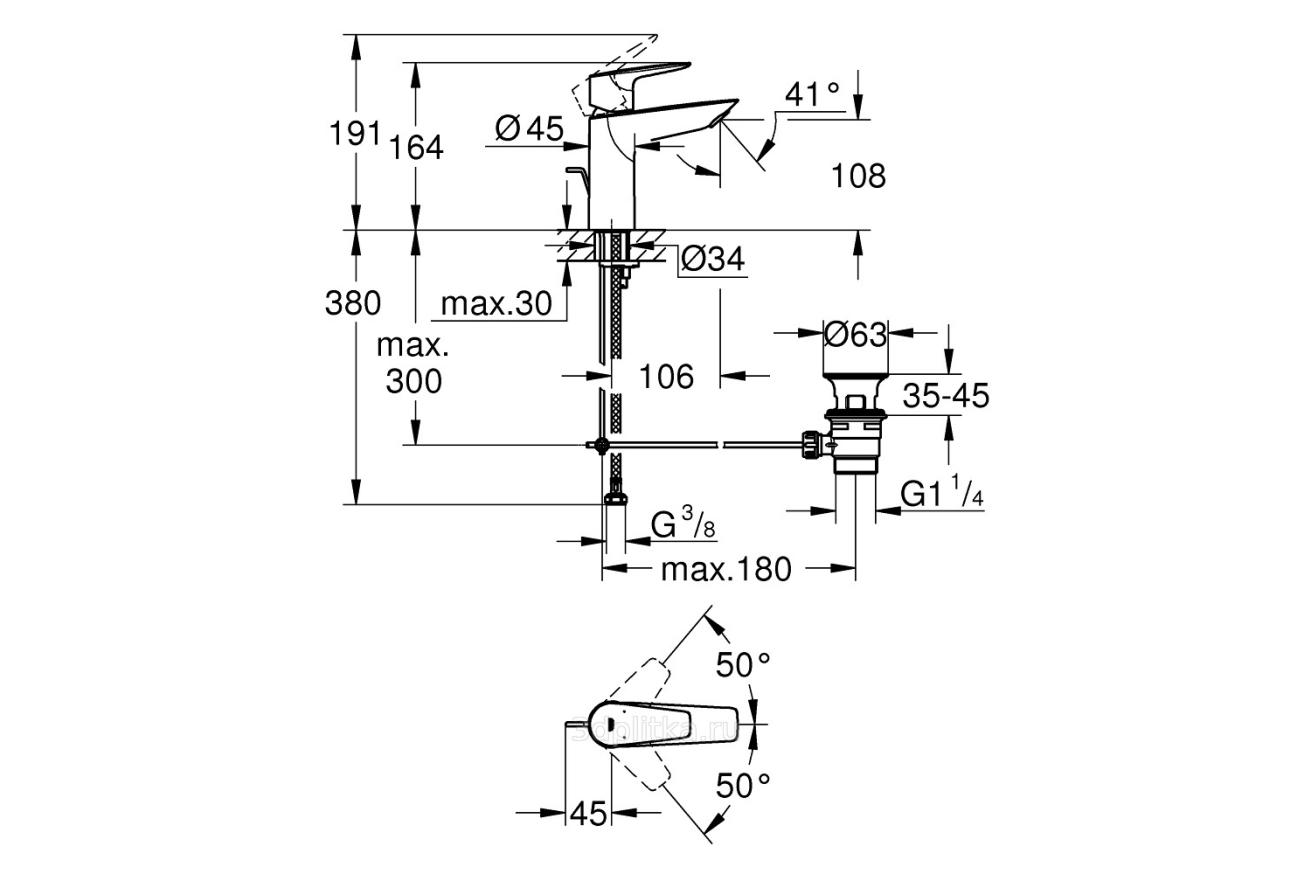 Комплект смесителей GROHE BauEdge с душевым гарнитуром, хром (NB0063/S)