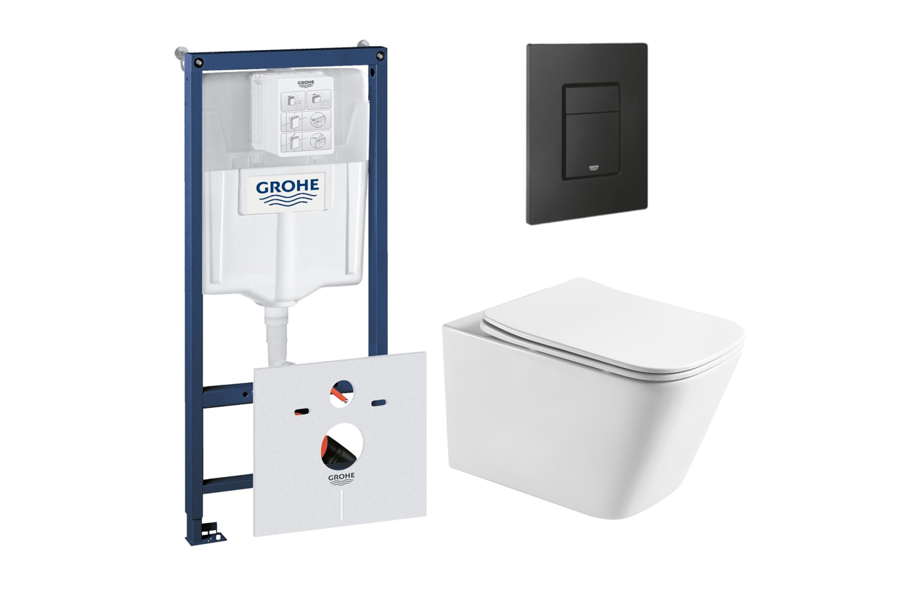 Комплект инсталляции GROHE Solido 38811KF0 с унитазом Aquatek ЛИБРА AQ1505T-00 и сиденьем с микролифтом (NW0344)