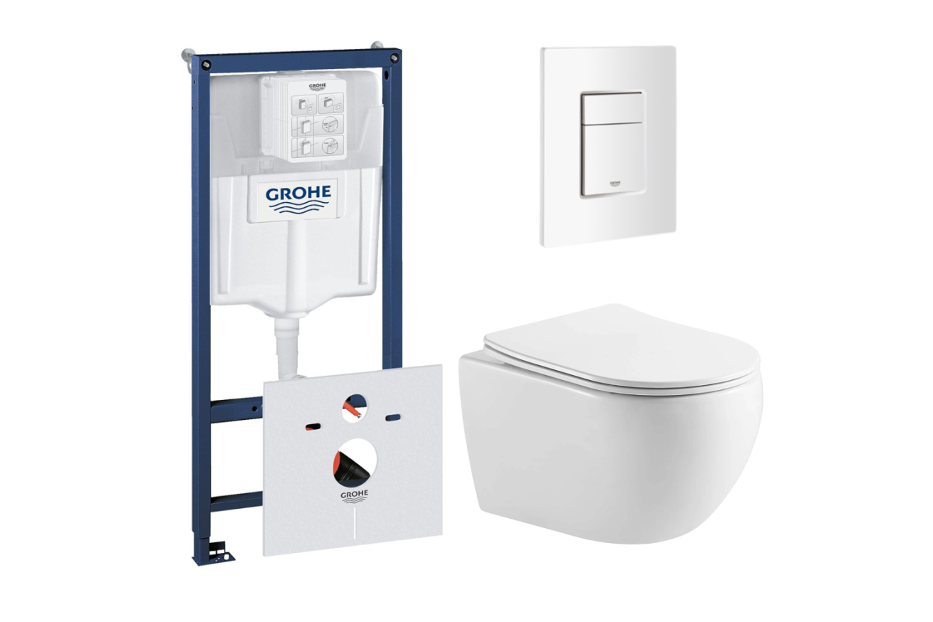 Комплект инсталляции GROHE 38772SH0 с унитазом Aquatek ЕВРОПА и сиденьем с микролифтом (NW0530)