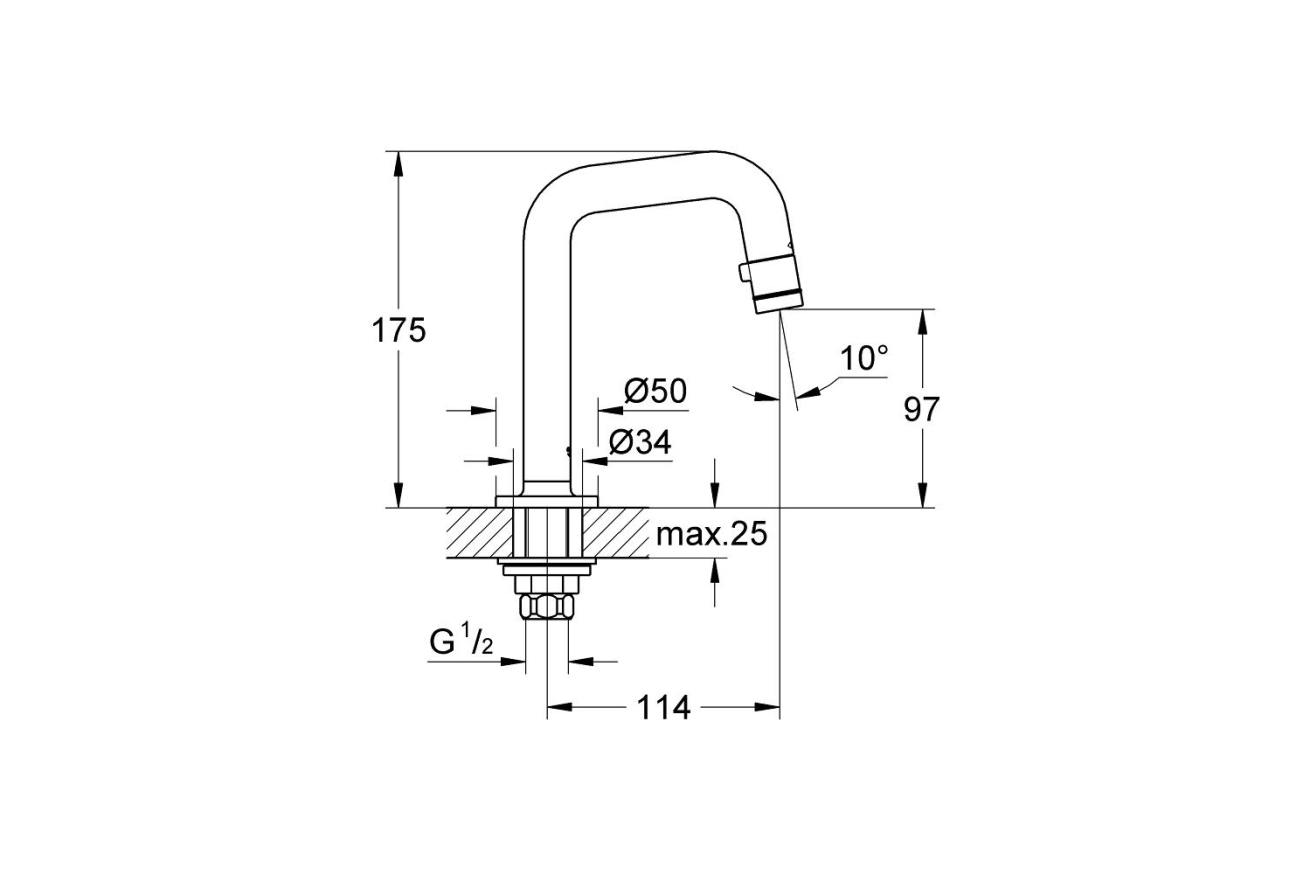 Кран для раковины GROHE Universal, без функции смешивания, хром (20202000)