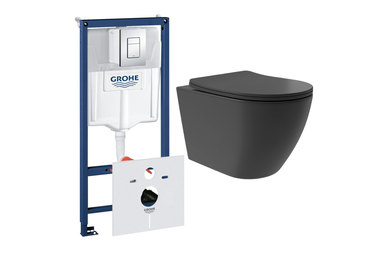 Комплект инсталляции GROHE Rapid SL 38775001 с унитазом Aqueduto OVO Plus OVOT0240 и раковиной Aqueduto ESPIRAL D400 ESP0140 (NW0418)